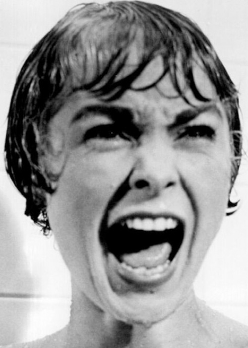 Janet Leigh screams in Psycho